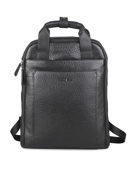 

Police Men Black Solid Leather Backpack