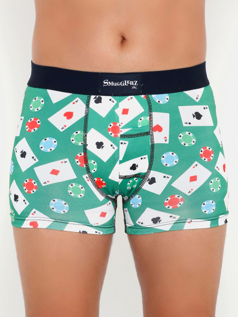 

Smugglerz Men Green & White Printed Trunks CARDS & CASINO CHIPS-SMUNDIES -S