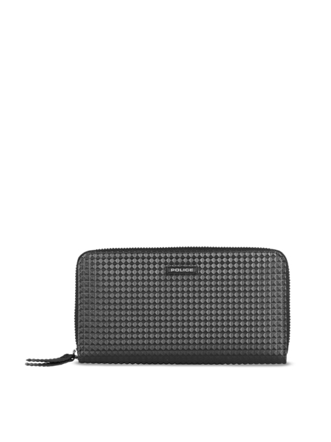 

Police Women Black Textured Leather Zip Around Wallet