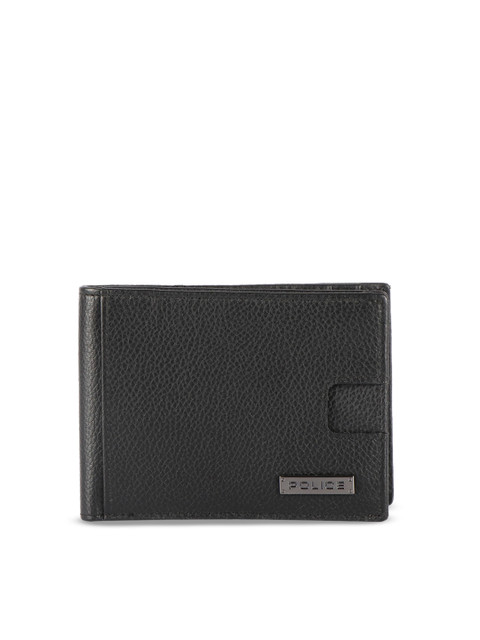 

Police Men Black Textured Leather Two Fold Wallet