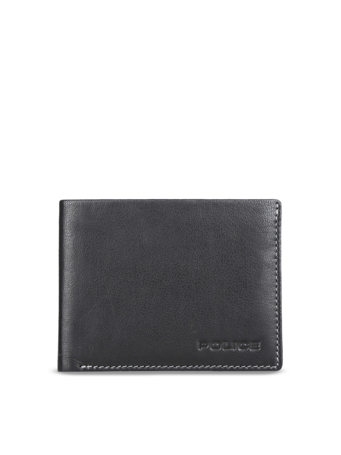

Police Men Black Solid Two Fold Leather Wallet