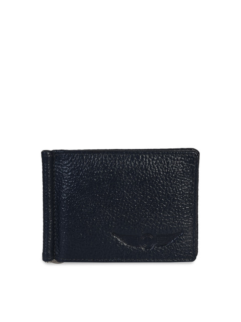 

CHRISTOPOLO Men Navy Blue Textured Leather Two Fold Wallet
