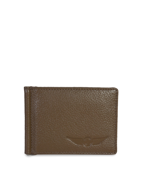 

CHRISTOPOLO Men Coffee Brown Textured Genuine Leather Card Holder