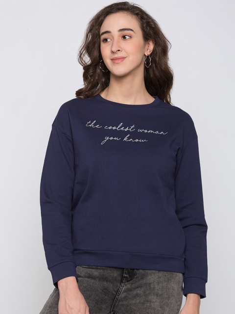 

Globus Women Navy Blue Printed Sweatshirt