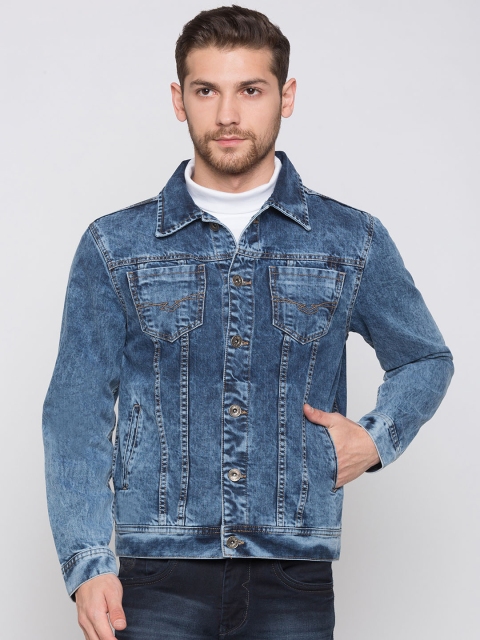 

Globus Men Blue Solid Denim Jacket