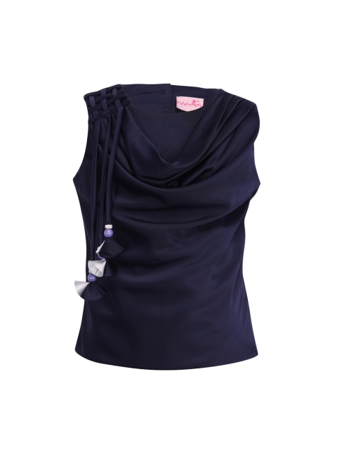 

CUTECUMBER Girls Navy Blue Solid Top