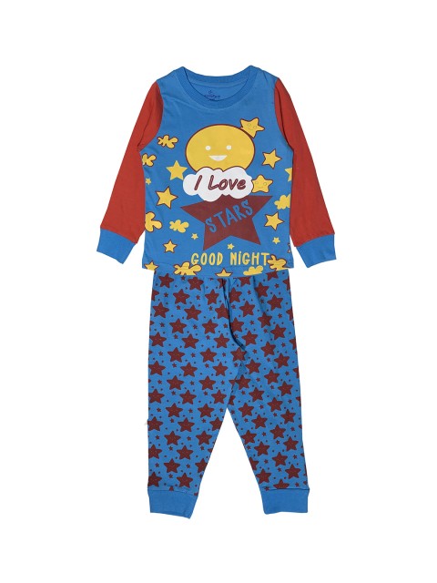 

KiddoPanti Boys Blue & Red Printed Night suit