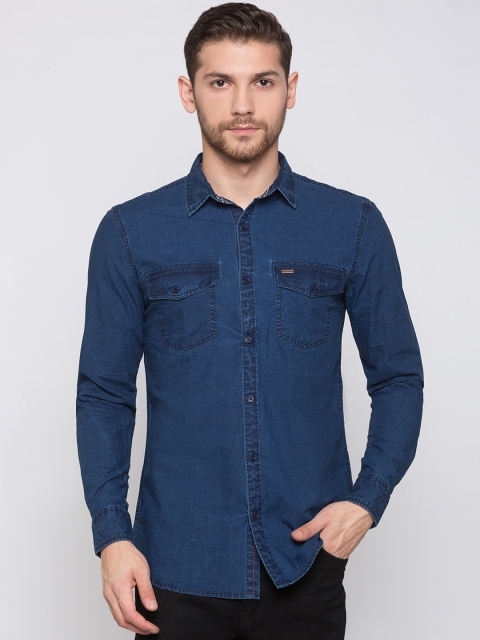 

Globus Men Blue Regular Fit Solid Casual Shirt
