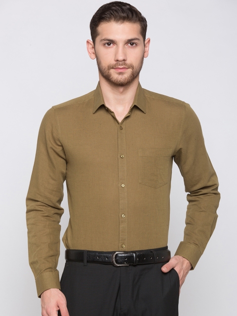 

Globus Men Olive Green Regular Fit Solid Formal Shirt