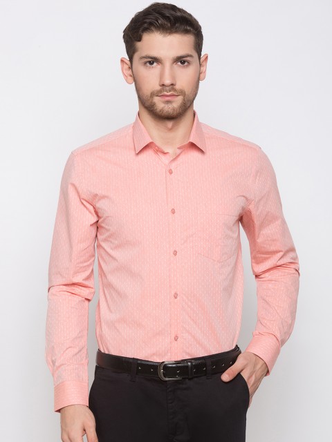 

Globus Men Peach-Coloured Regular Fit Printed Formal Shirt