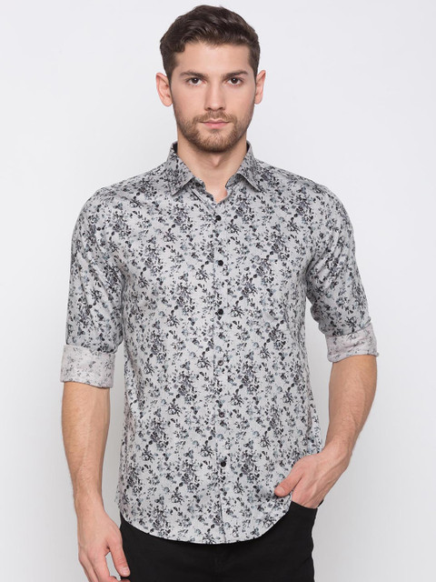 

Globus Men Grey Regular Fit Floral Printed Casual Shirt