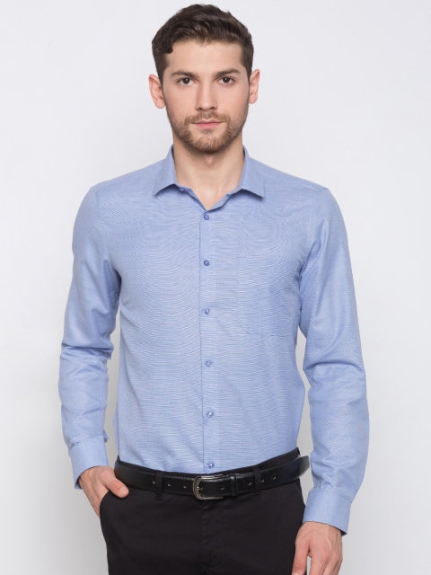 

Globus Men Blue Regular Fit Self Design Formal Shirt