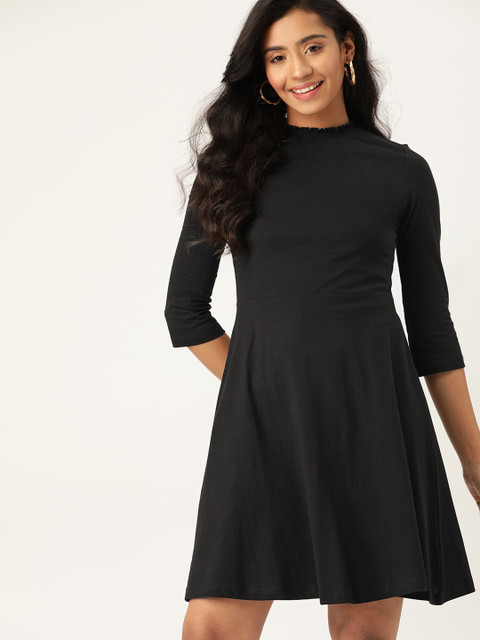 

DressBerry Women Black Solid Fit & Flare Dress