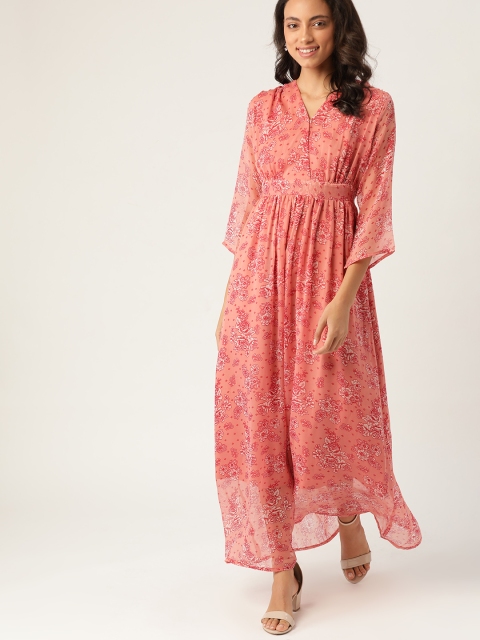 

DressBerry Women Pink & White Floral Print Maxi Dress