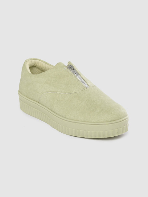 

Roadster Women Olive Green Solid Sneakers