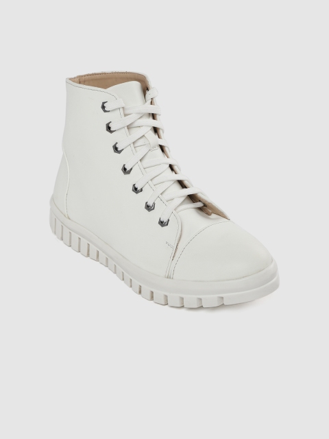 

Roadster Women White Solid Mid-Top Sneakers