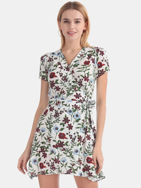 

Aeropostale Women White Printed Wrap Dress