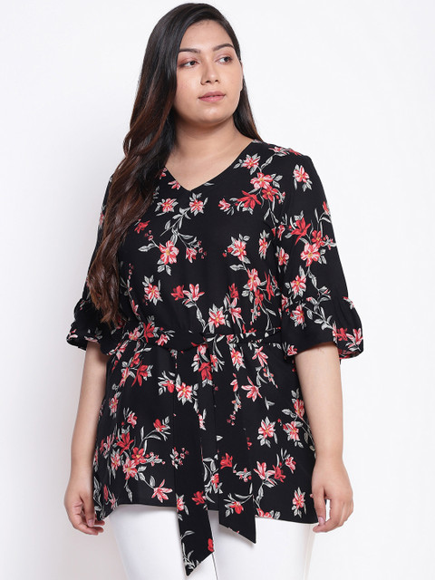 

Amydus Women Black & Red Floral Printed Top