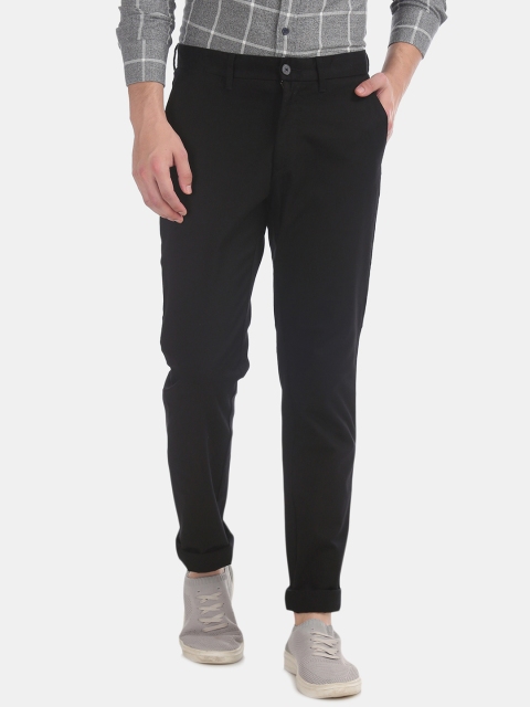

U.S. Polo Assn. Men Black Slim Fit Solid Regular Trousers