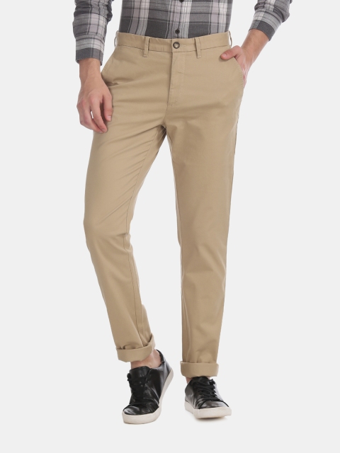 

U.S. Polo Assn. Men Beige Slim Fit Solid Regular Trousers