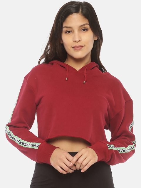 

ISU Women Maroon Solid Hooded Sweatshirt