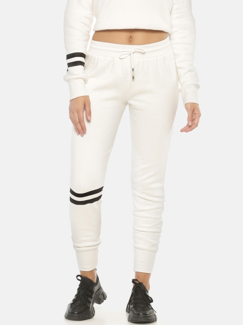 

ISU Women Off-White & Black Solid Slim-Fit Joggers