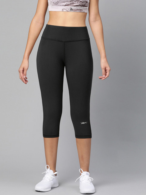 

Reebok Women Black Solid Running Essentials 3/4 Tights