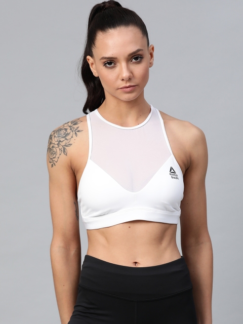 

Reebok White Solid Non-Wired Lightly Padded Sports Bra