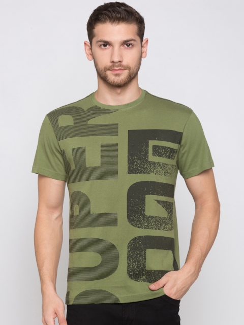 

Globus Men Olive Green Printed Round Neck T-shirt