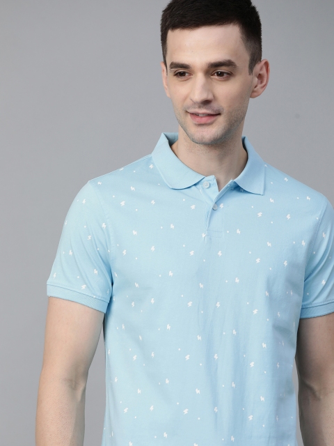 

Mast & Harbour Men Blue & White Printed Polo Collar T-shirt