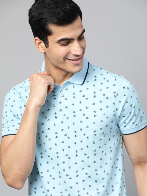 

Mast & Harbour Men Blue & Black Honeybee Printed Polo Collar T-shirt