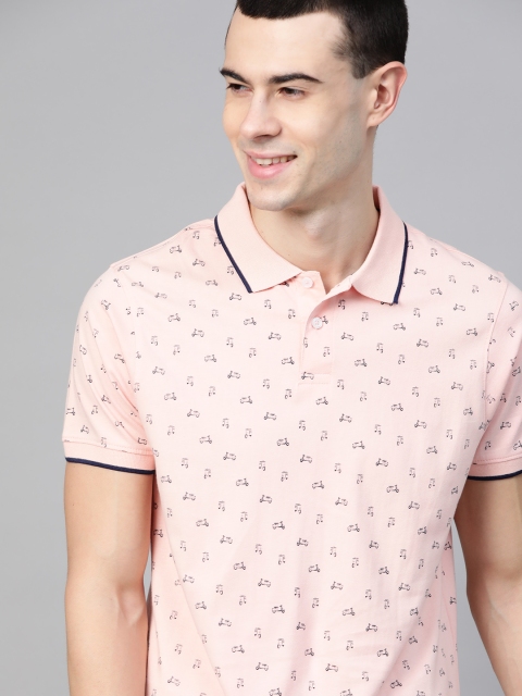 

Mast & Harbour Men Pink & Black Printed Polo Collar T-shirt