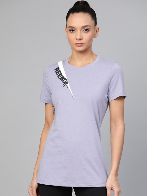 

Reebok Women Lavender Workout Graphic Printed Detail Training T-Shirt