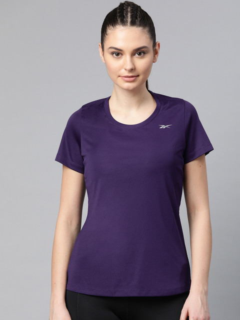 

Reebok Women Purple SS Solid Training T-shirt