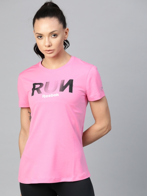 

Reebok Women Pink Printed Running Essentials Graphic Tee