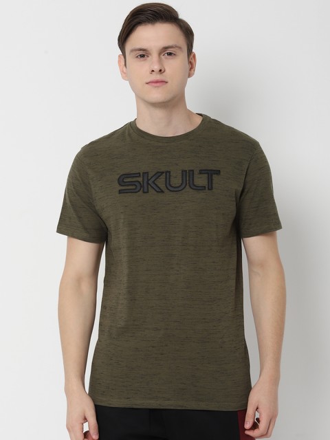 

SKULT by Shahid Kapoor Men Olive Green Printed Round Neck T-shirt