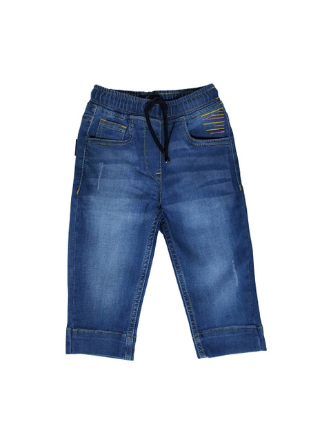 

KiddoPanti Girls Blue Regular Fit Mid-Rise Low Distress Stretchable Jeans