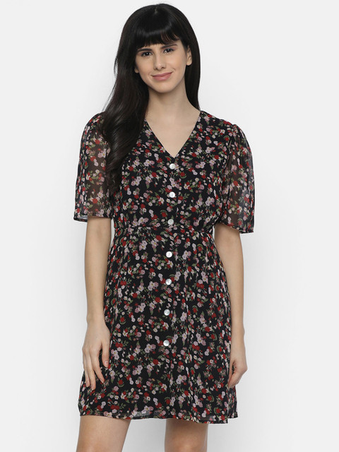 

ISU Women Black Printed Shirt Dress