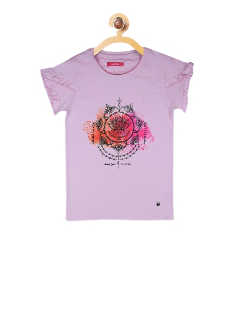 

Monte Carlo Girls Purple & Pink Printed Round Neck T-shirt