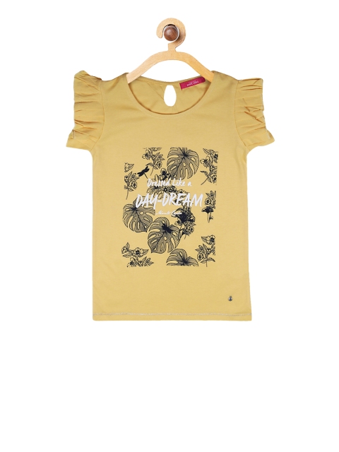 

Monte Carlo Girls Yellow Printed Round Neck T-shirt