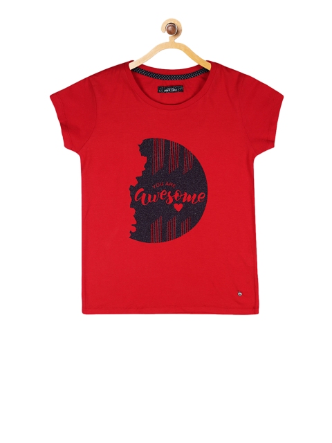 

Monte Carlo Girls Red Printed Round Neck T-shirt