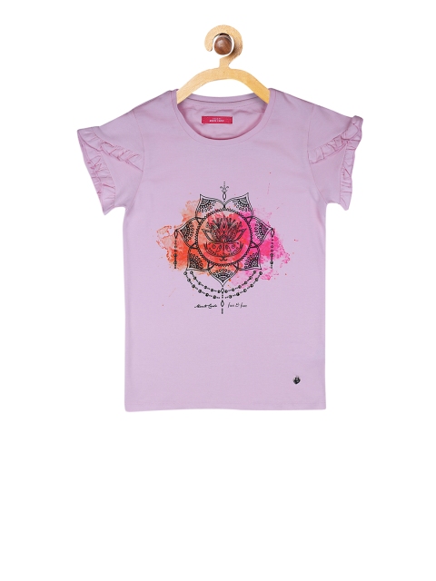 

Monte Carlo Girls Purple Printed Round Neck T-shirt