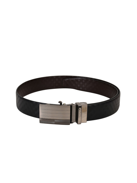 

CHRISTOPOLO Men Black & Brown Textured Reversible Genuine Leather Belt