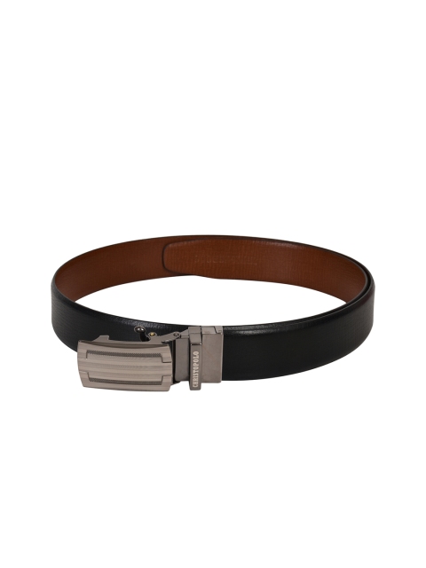 

CHRISTOPOLO Men Black & Brown Textured Reversible Genuine Leather Belt