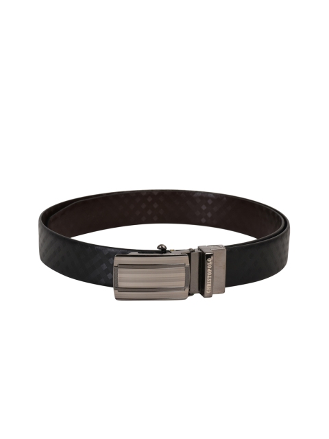 

CHRISTOPOLO Men Black & Brown Textured Reversible Leather Belt