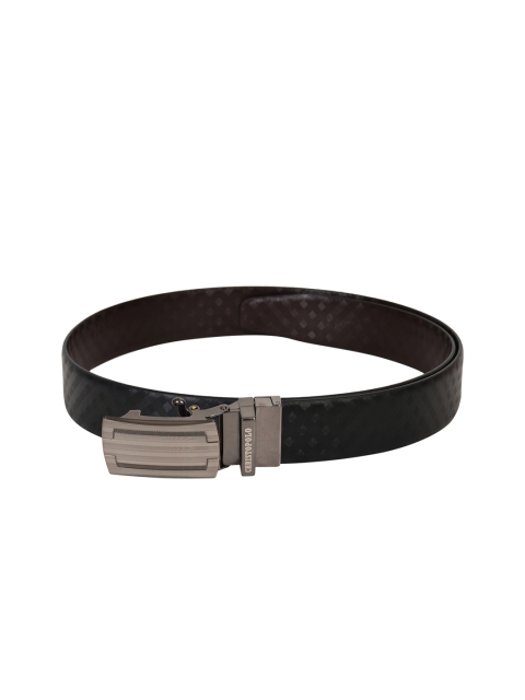 

CHRISTOPOLO Men Black & Brown Textured Reversible Leather Belt