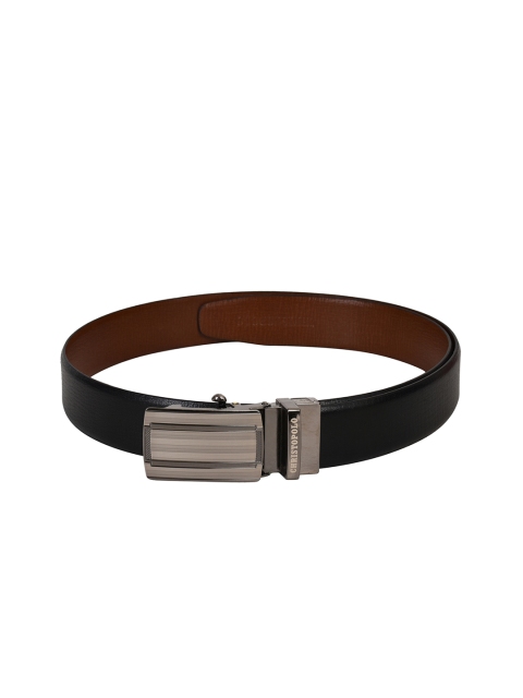 

CHRISTOPOLO Men Black & Brown Textured Reversible Leather Belt