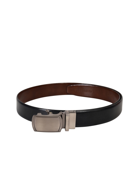 

CHRISTOPOLO Men Black & Brown Textured Reversible Leather Belt