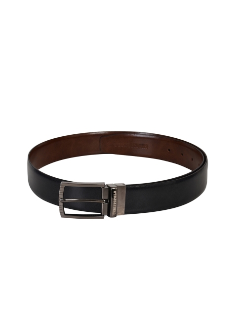 

CHRISTOPOLO Men Black & Brown Reversible Leather Belt