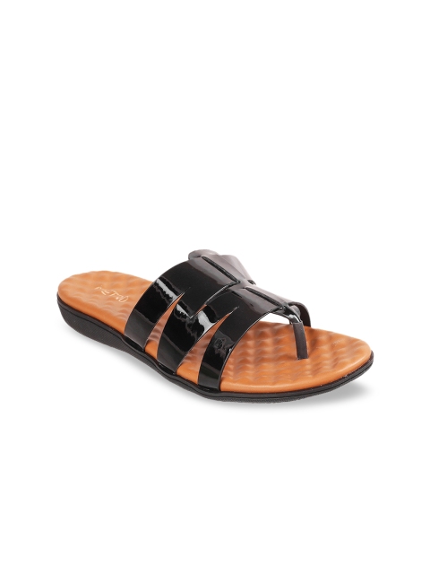 

Metro Women Black Solid Open Toe Flats